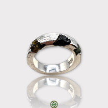 Raw Black Tourmaline Peridot Borz Ring