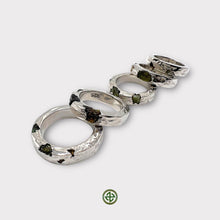 Raw Black Tourmaline Peridot Borz Ring