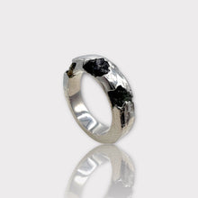 Raw Black Tourmaline Peridot Borz Ring