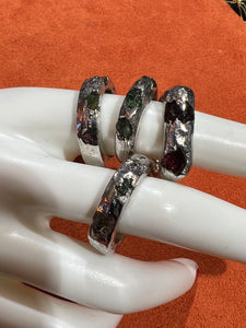 Raw Three Peridot Stone Borz Ring