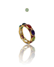 Red Enamel Multi-Gemstone Eternity Ring