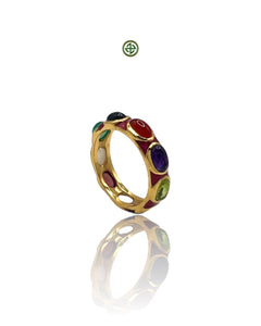 Red Enamel Multi-Gemstone Eternity Ring
