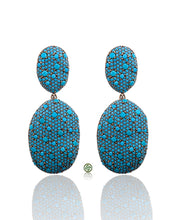 Rose Gold Turquoise Pavé Drop Earrings