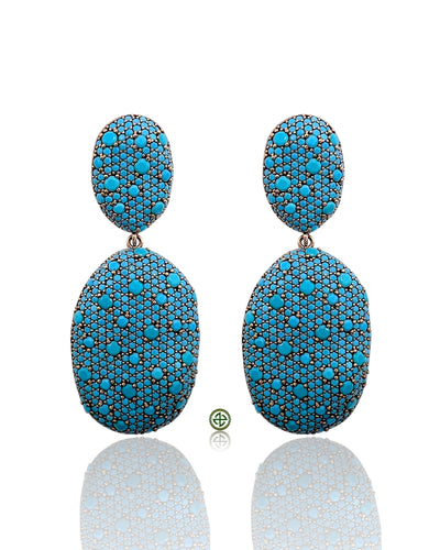 Rose Gold Turquoise Pavé Drop Earrings