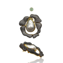 Rose Paved Embedded Baroque Pearl Earrings