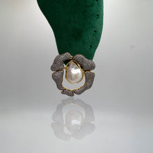 Rose Paved Embedded Baroque Pearl Earrings