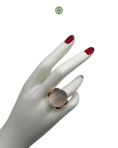 Rose Quartz Enamel Statement Ring