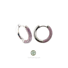 Round Huggie Pave Earrings