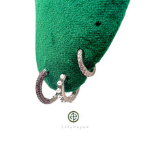 Round Huggie Pave Earrings