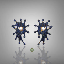 Royal Blue Pearl Starfish Statement Earrings