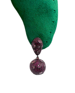 Ruby Pavé and Pink Quartz Drop Earrings