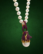 Baroque Pearl Ruby Pink Panther Pendant Necklace