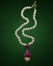 Baroque Pearl Ruby Pink Panther Pendant Necklace