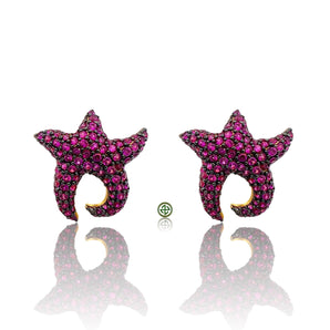 Ruby Pink Starfish Earrings