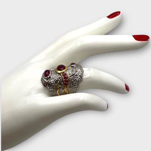 Ruby Stone White Rhodium Ring