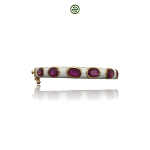 Ruby & White Enamel Gold Vermeil Bracelet