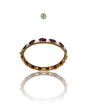 Ruby & White Enamel Gold Vermeil Bracelet