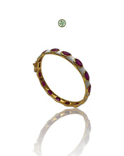Ruby & White Enamel Gold Vermeil Bracelet