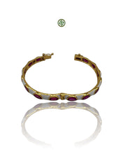 Ruby & White Enamel Gold Vermeil Bracelet