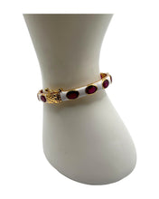 Ruby & White Enamel Gold Vermeil Bracelet