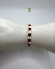 Ruby & White Enamel Gold Vermeil Bracelet