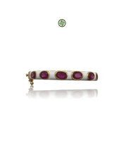 Ruby & White Enamel Gold Vermeil Bracelet
