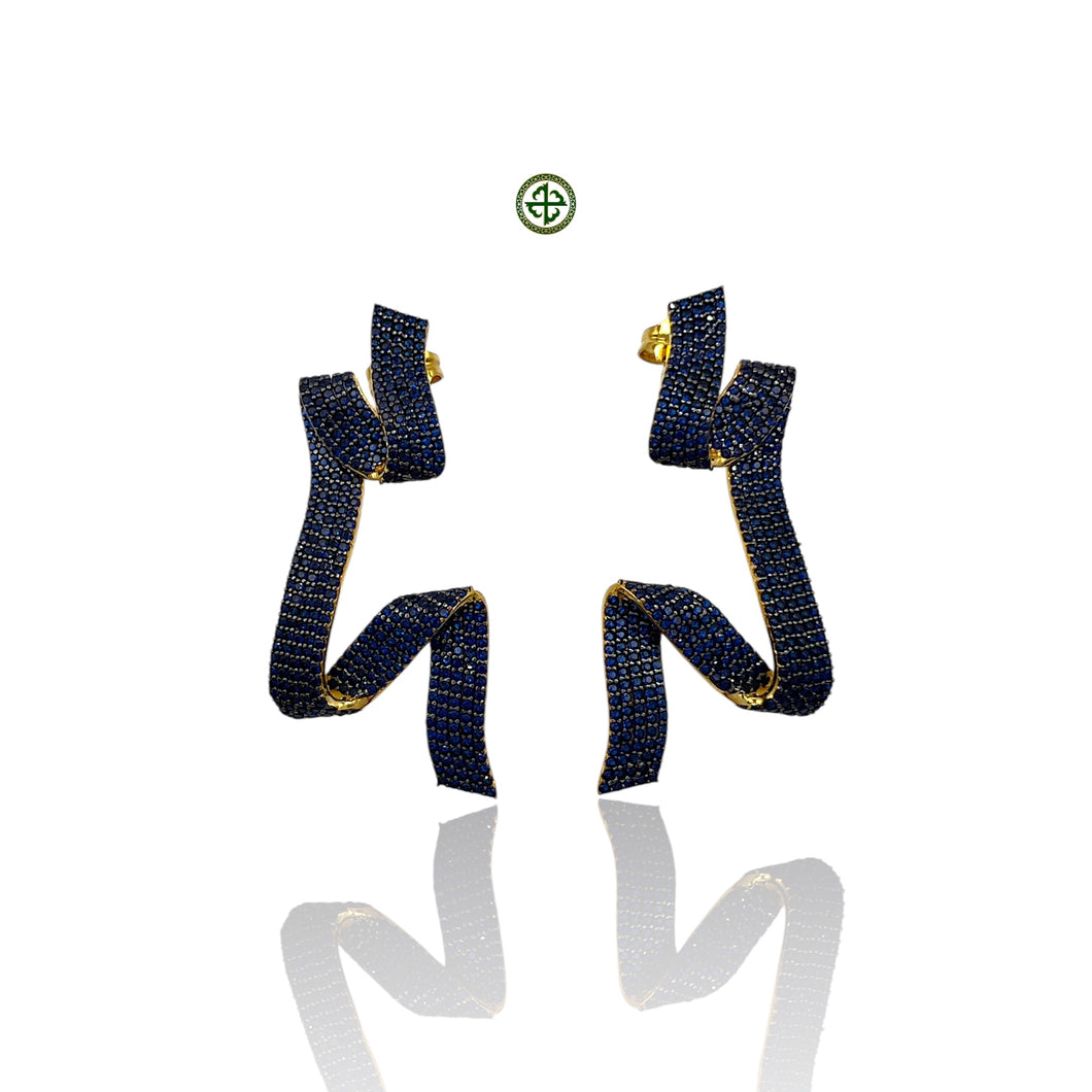 Sapphire Blue CZ Dangle Earrings