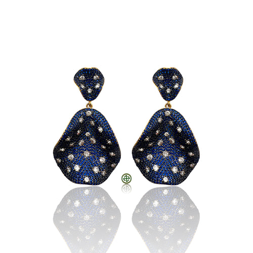 Sapphire Blue CZ Dangle Gold Vermeil Drop Earrings