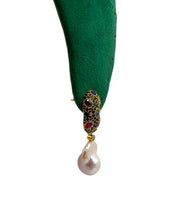 Sapphire Blue Pavé Baroque Pearl Drop Earrings