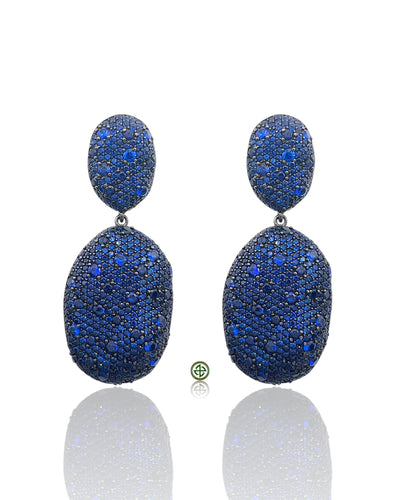Sapphire Blue Pavé Drop Earrings