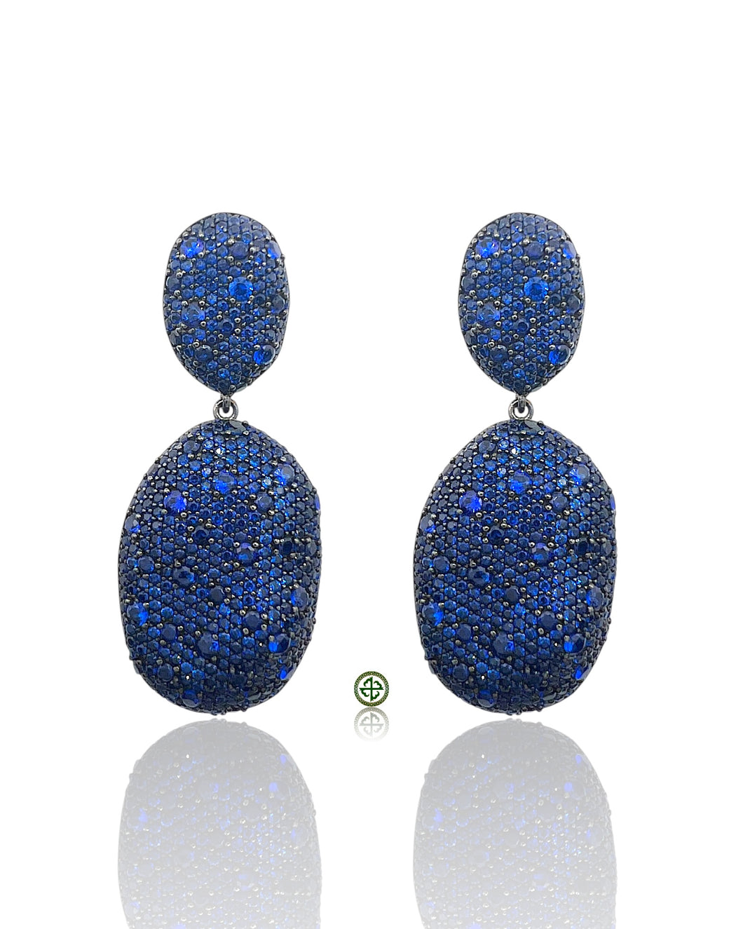 Sapphire Blue Pavé Drop Earrings