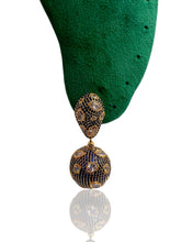 Sapphire Blue Pavé White Stone Drop Earrings