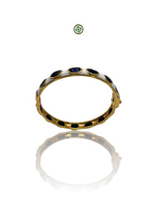 Sapphire & White Enamel Gold Vermeil Bracelet