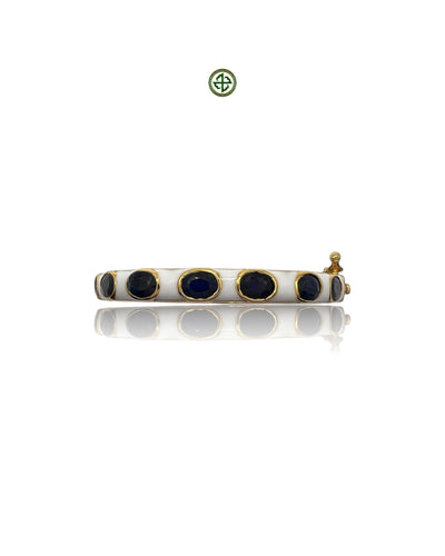 Sapphire & White Enamel Gold Vermeil Bracelet
