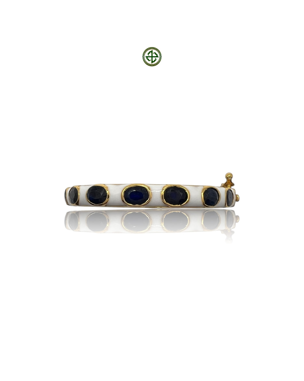 Sapphire & White Enamel Gold Vermeil Bracelet