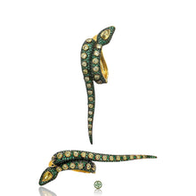 Serpent Green Yellow Zirconia Statement Earrings