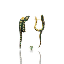 Serpent Green Yellow Zirconia Statement Earrings