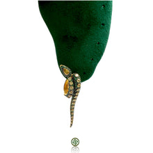 Serpent Green Yellow Zirconia Statement Earrings