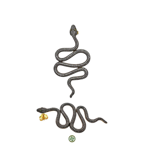 Serpent White Zirconia Gold Vermeil Earrings