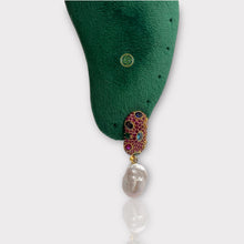 Skyfall Pink Pave Baroque Pearl Earrings