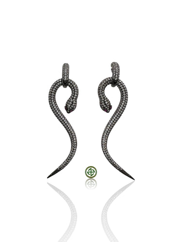 Snake White Zirconia Earrings