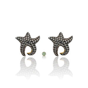 Starfish White Pave Stone Gold Vermeil Earrings