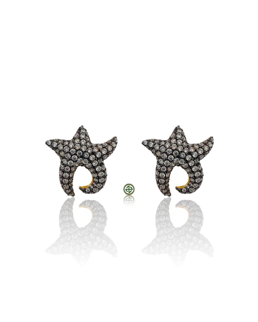 Starfish White Pave Stone Gold Vermeil Earrings