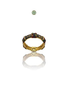 Stucky Emerald, Ruby & Amethyst Eternity Ring (Navy Blue Enamel)