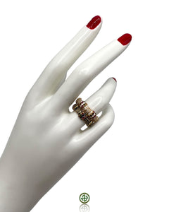 Stucky Emerald, Ruby & Amethyst Eternity Ring (Navy Blue Enamel)