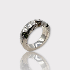 Trio Raw Peridot Borz Ring