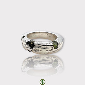 Trio Raw Peridot Borz Ring