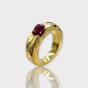 Trio Raw Peridot Gold Vermeil Borz Ring