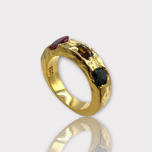 Trio Raw Peridot Gold Vermeil Borz Ring