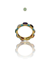 Turquoise Enamel Multi-Gemstone Eternity Ring